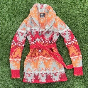 Ralph Lauren Double RL Red and Orange Cardigan